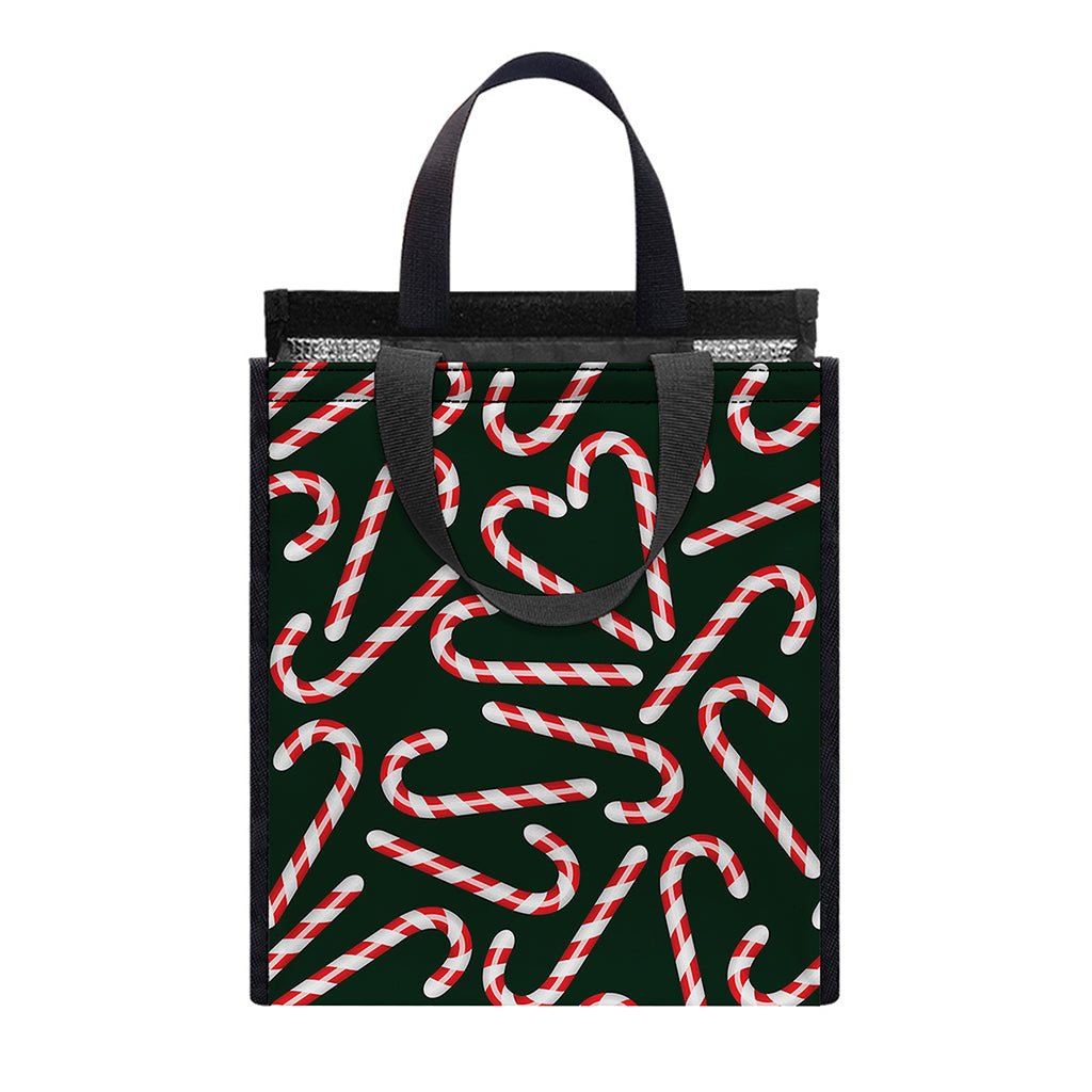 Christmas Candy Cane Pattern Print Insulated Lunch Tote