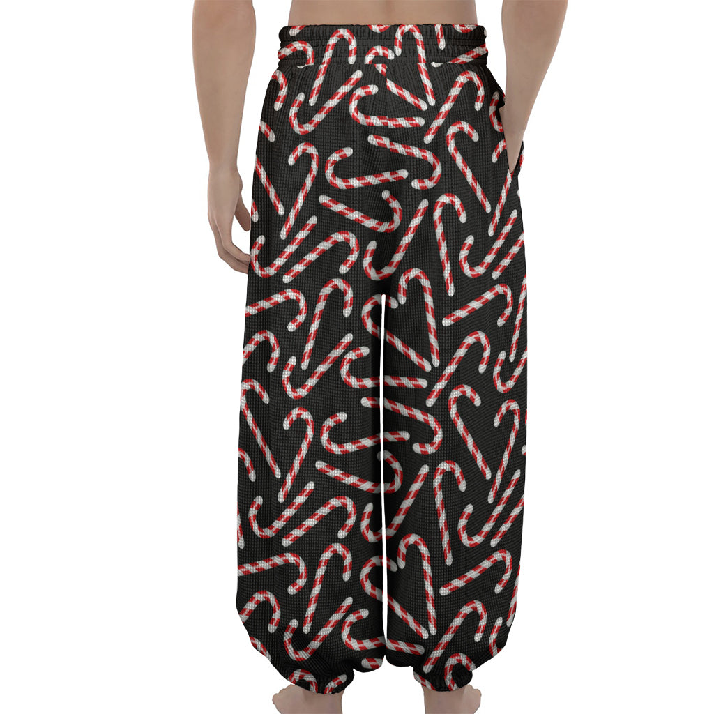 Christmas Candy Cane Pattern Print Lantern Pants