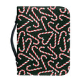 Christmas Candy Cane Pattern Print Leather Bible Cover