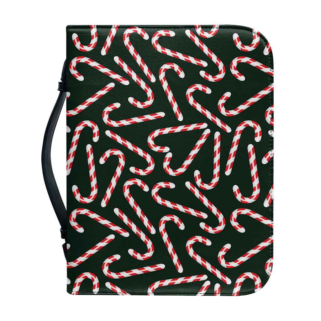 Christmas Candy Cane Pattern Print Leather Bible Cover