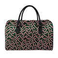 Christmas Candy Cane Pattern Print Leather Duffel Bag