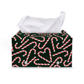 Christmas Candy Cane Pattern Print Leather Tissue Box Cover