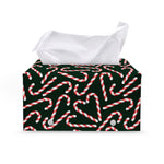 Christmas Candy Cane Pattern Print Leather Tissue Box Cover