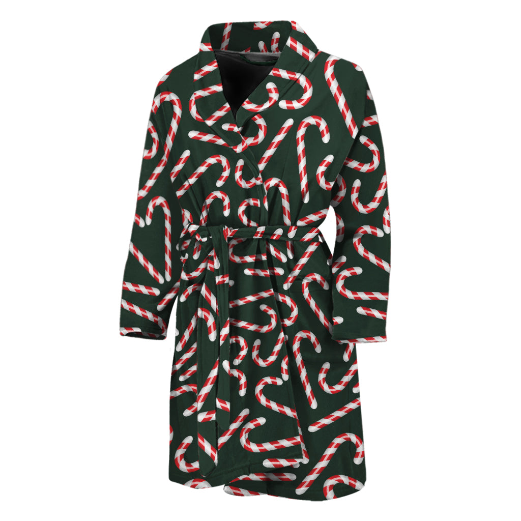 Christmas Candy Cane Pattern Print Men's Bathrobe