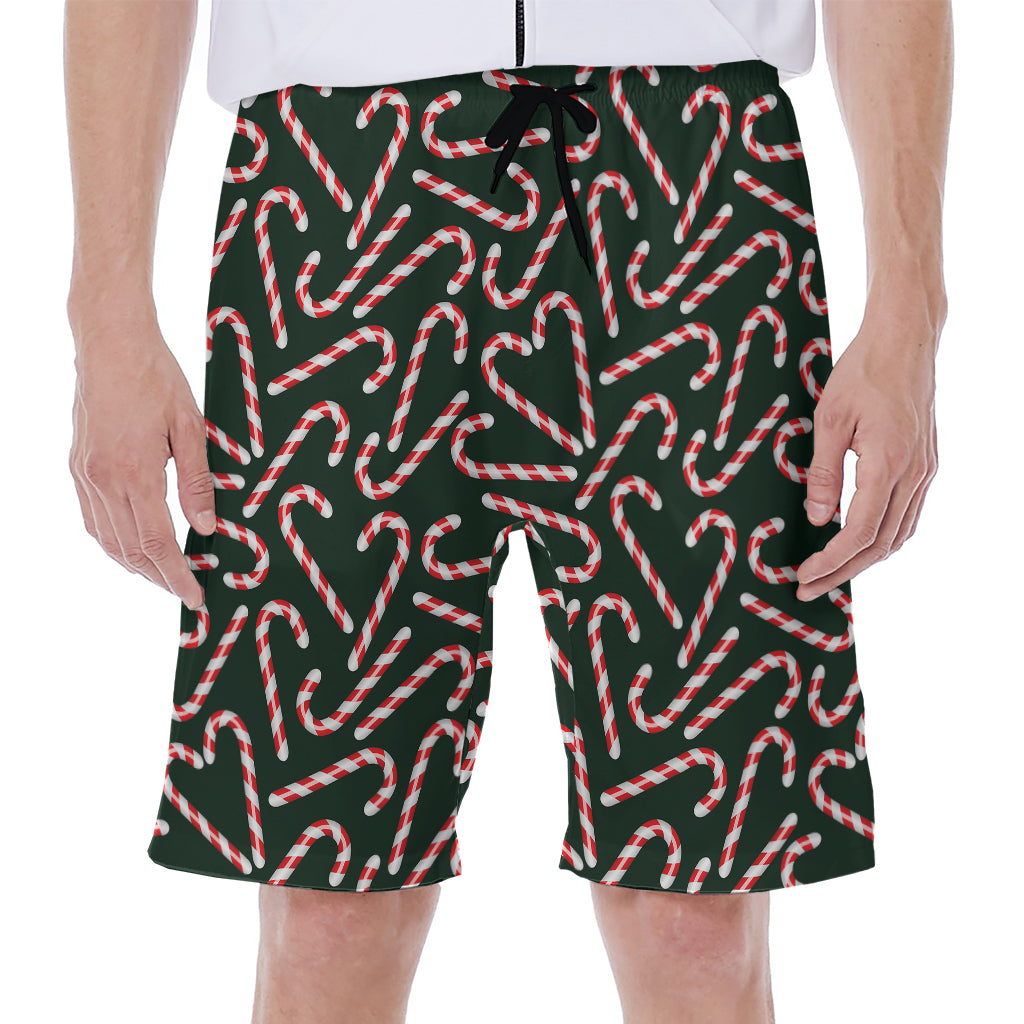 Christmas Candy Cane Pattern Print Men's Beach Shorts