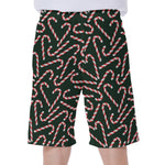 Christmas Candy Cane Pattern Print Men's Beach Shorts