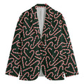 Christmas Candy Cane Pattern Print Men's Blazer