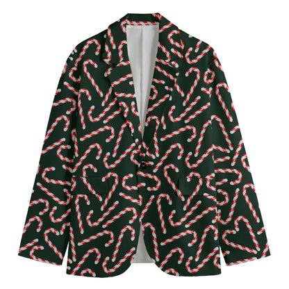 Christmas Candy Cane Pattern Print Men's Blazer