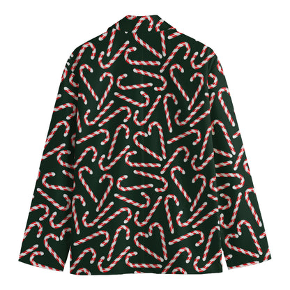 Christmas Candy Cane Pattern Print Men's Blazer