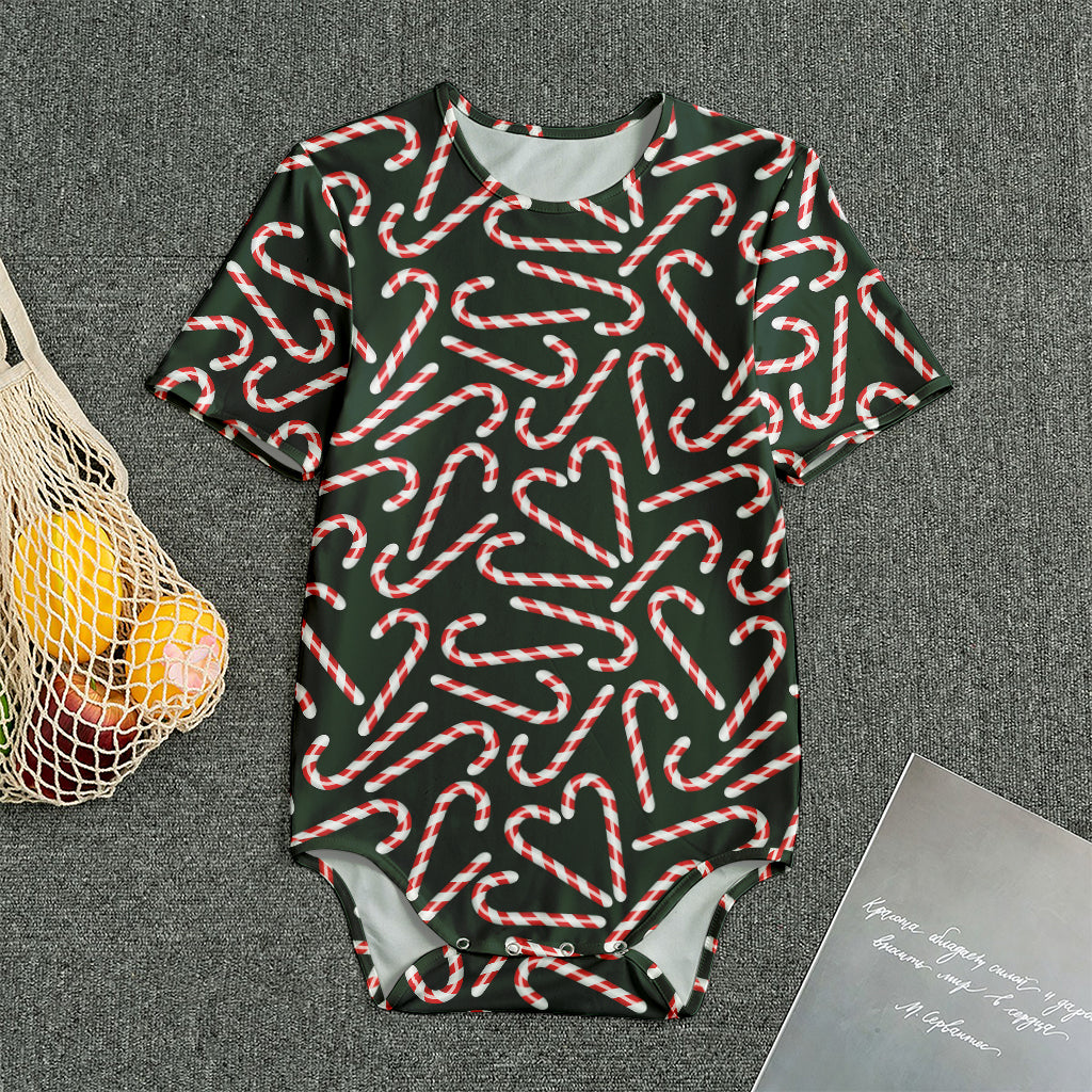 Christmas Candy Cane Pattern Print Men's Bodysuit