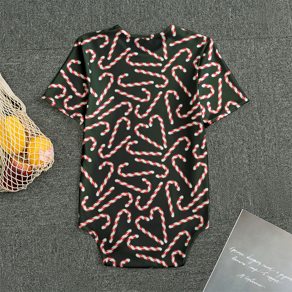 Christmas Candy Cane Pattern Print Men's Bodysuit