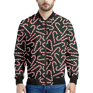 Christmas Candy Cane Pattern Print Men's Bomber Jacket