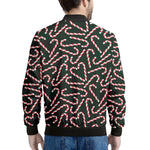 Christmas Candy Cane Pattern Print Men's Bomber Jacket