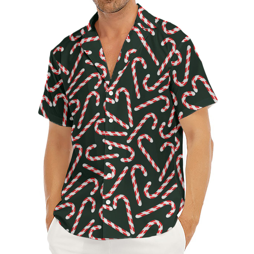 Christmas Candy Cane Pattern Print Men's Deep V-Neck Shirt