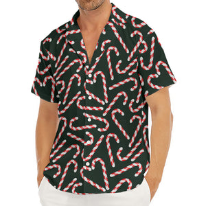 Christmas Candy Cane Pattern Print Men's Deep V-Neck Shirt