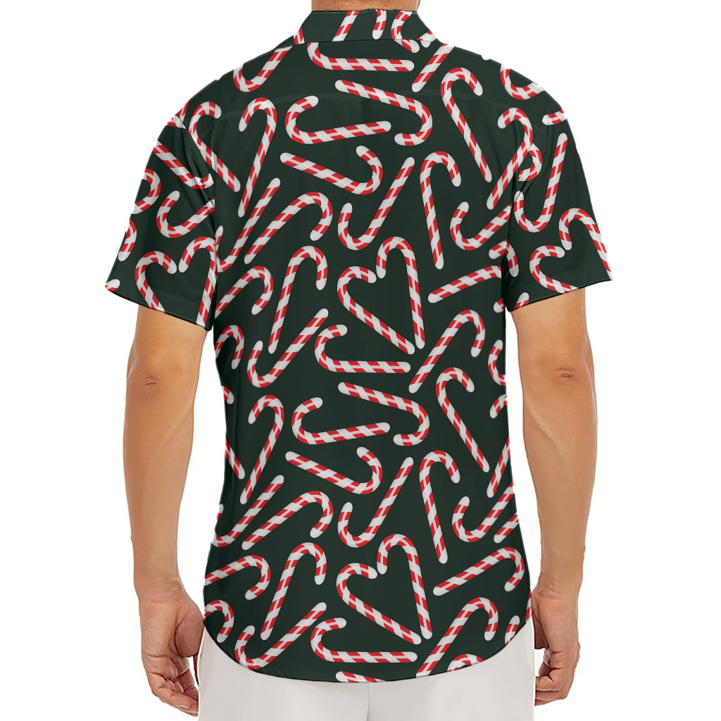 Christmas Candy Cane Pattern Print Men's Deep V-Neck Shirt