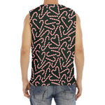 Christmas Candy Cane Pattern Print Men's Fitness Tank Top