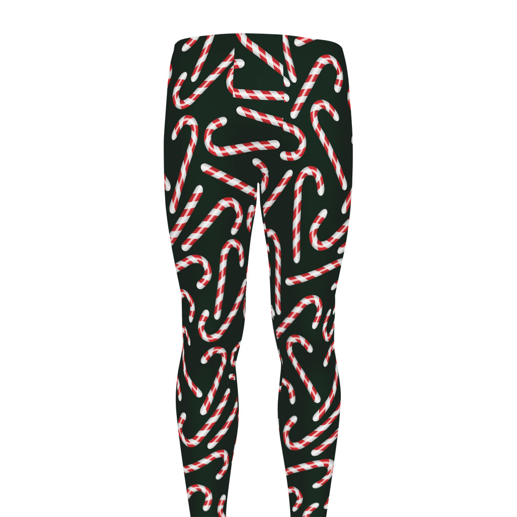 Christmas Candy Cane Pattern Print Men's leggings