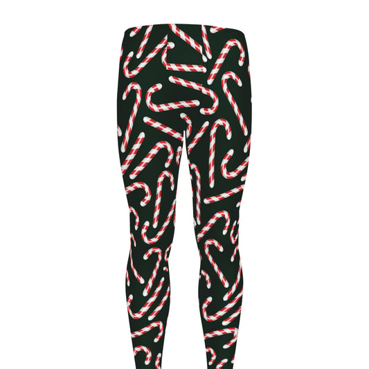 Christmas Candy Cane Pattern Print Men's leggings