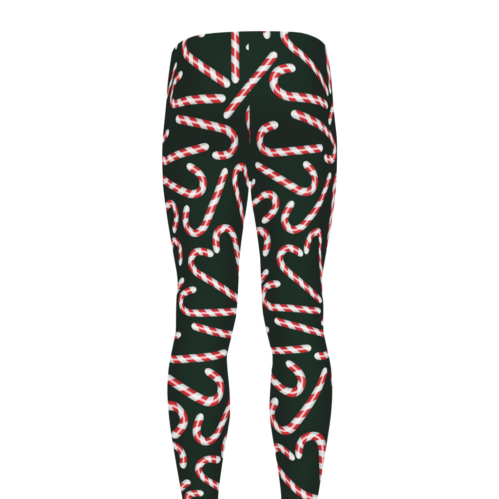 Christmas Candy Cane Pattern Print Men's leggings