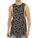 Christmas Candy Cane Pattern Print Men's Muscle Tank Top