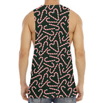 Christmas Candy Cane Pattern Print Men's Muscle Tank Top