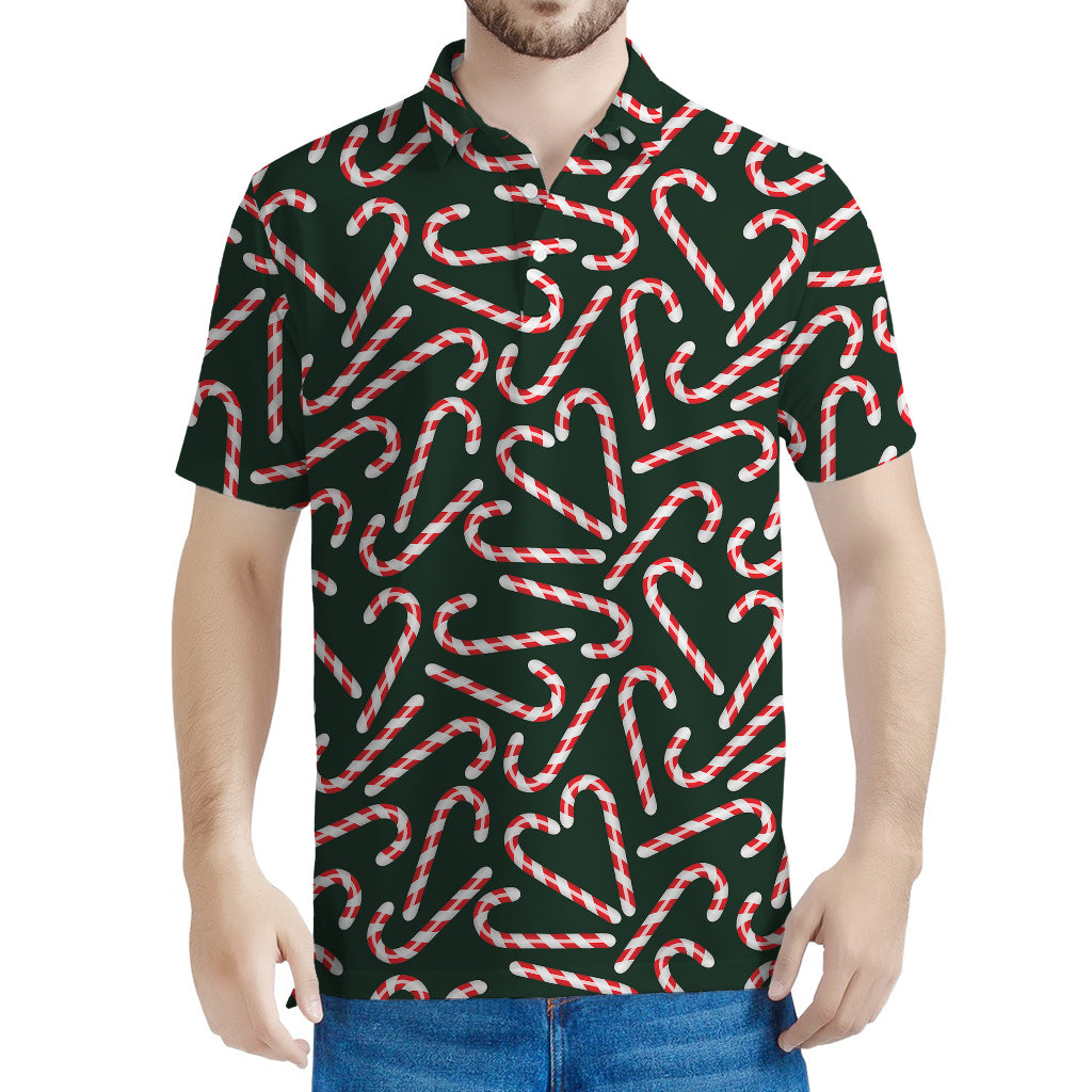 Christmas Candy Cane Pattern Print Men's Polo Shirt