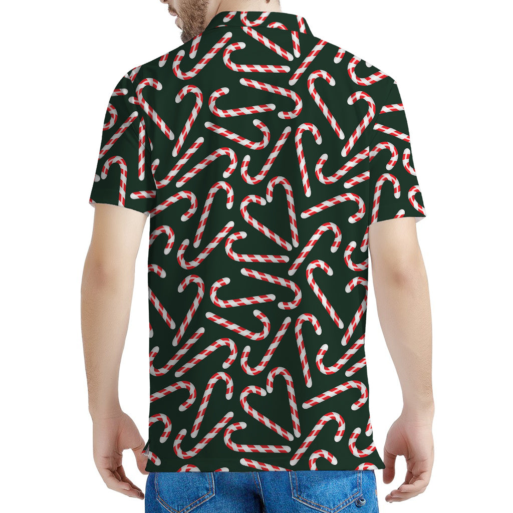 Christmas Candy Cane Pattern Print Men's Polo Shirt