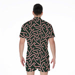 Christmas Candy Cane Pattern Print Men's Rompers