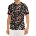 Christmas Candy Cane Pattern Print Men's Short Sleeve Rash Guard