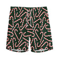 Christmas Candy Cane Pattern Print Men's Athletic Shorts