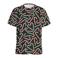 Christmas Candy Cane Pattern Print Men's Athletic T-Shirt