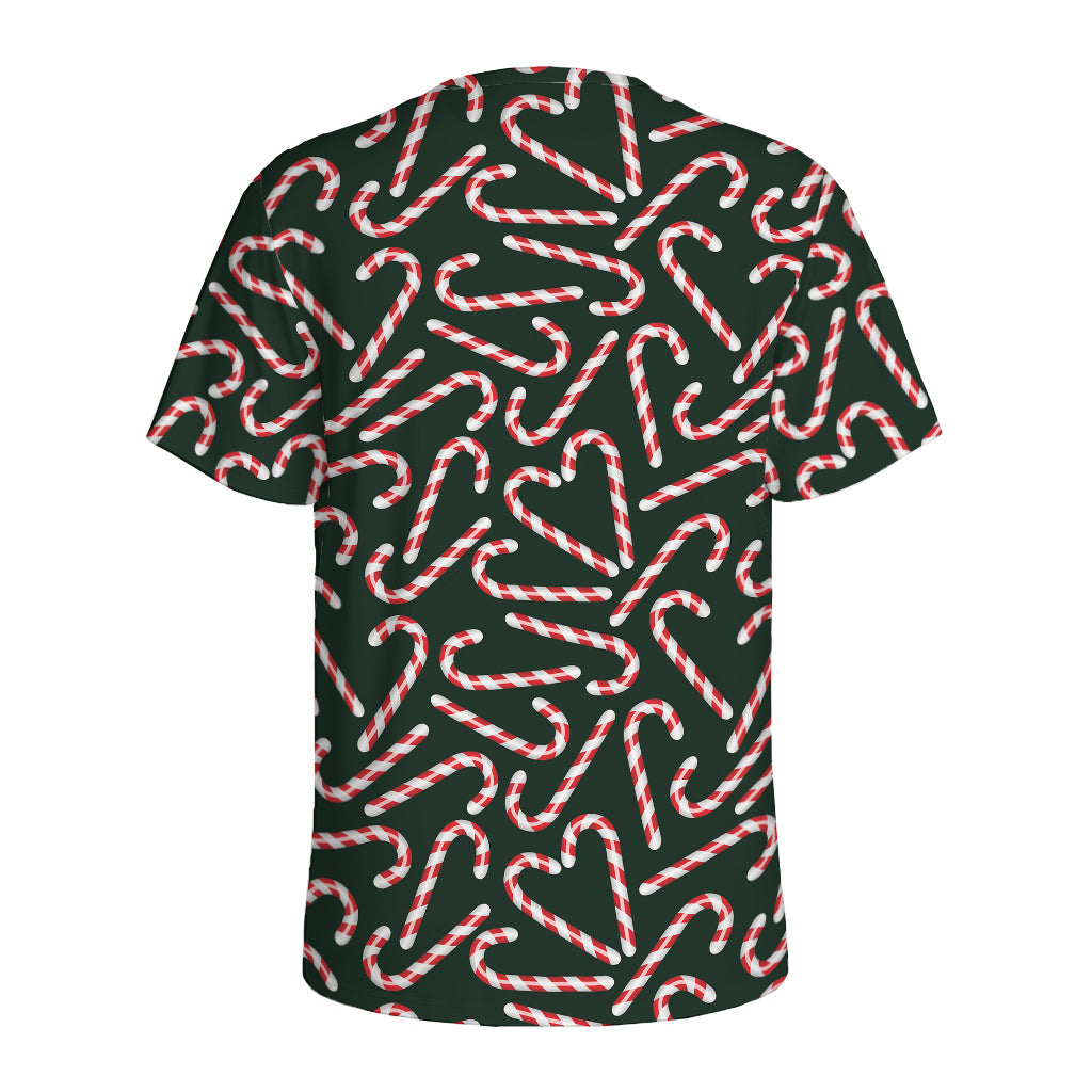 Christmas Candy Cane Pattern Print Men's Sports T-Shirt