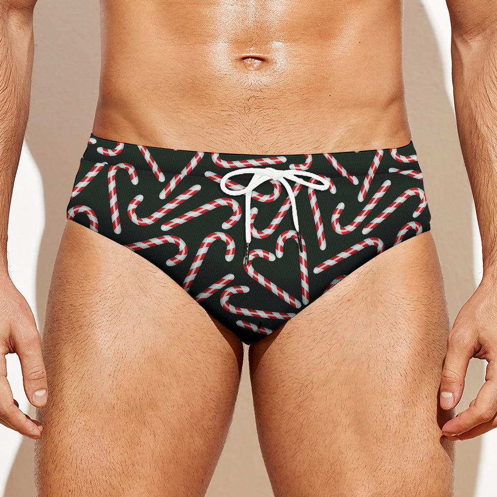 Christmas Candy Cane Pattern Print Men's Swim Briefs