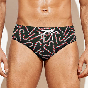 Christmas Candy Cane Pattern Print Men's Swim Briefs