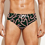 Christmas Candy Cane Pattern Print Men's Swim Briefs