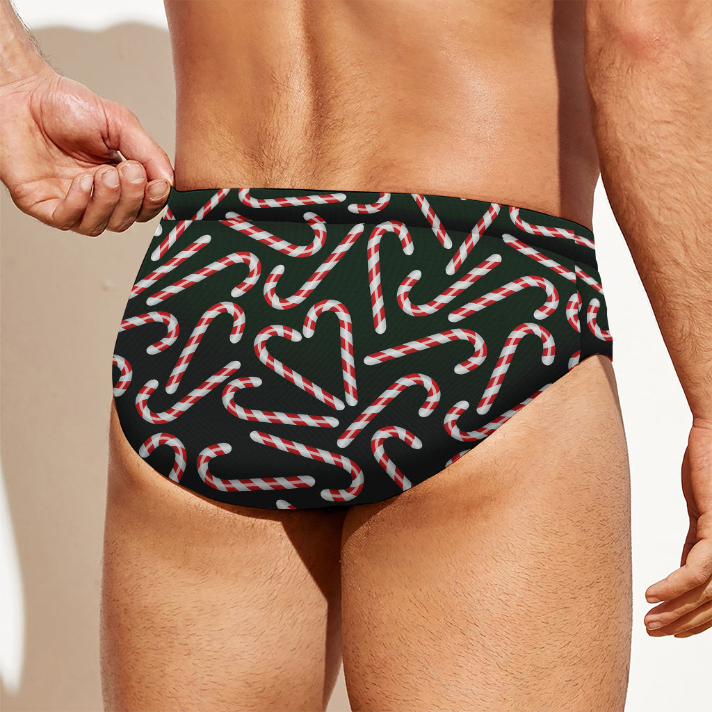 Christmas Candy Cane Pattern Print Men's Swim Briefs