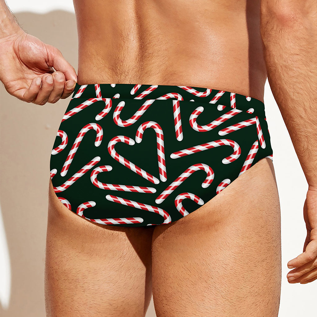 Christmas Candy Cane Pattern Print Men's Swim Briefs