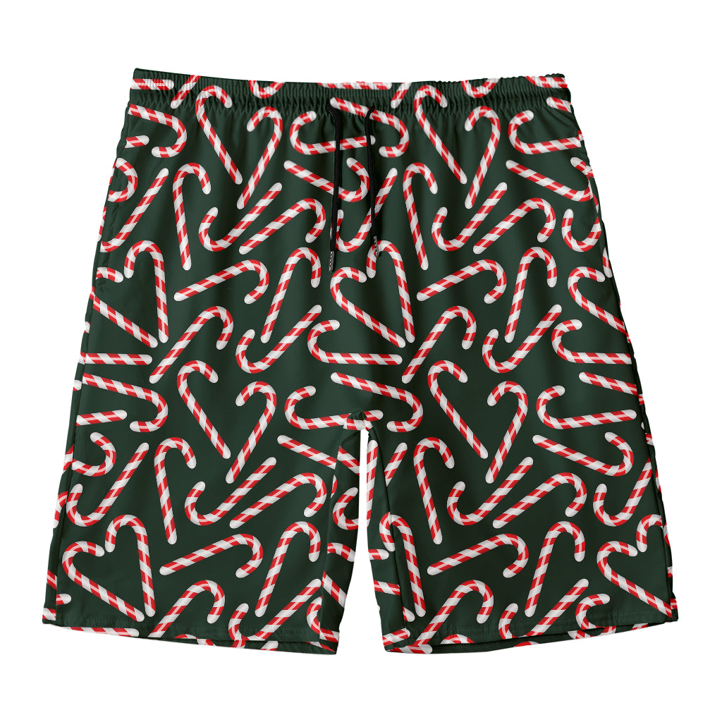 Christmas Candy Cane Pattern Print Men's Swim Trunks