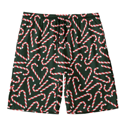 Christmas Candy Cane Pattern Print Men's Swim Trunks