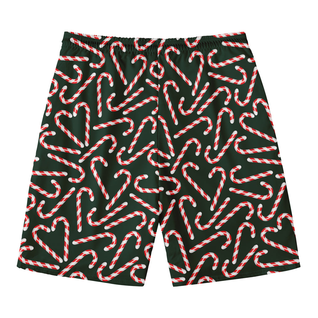 Christmas Candy Cane Pattern Print Men's Swim Trunks