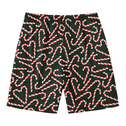 Christmas Candy Cane Pattern Print Men's Swim Trunks