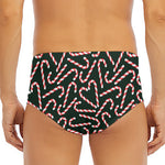 Christmas Candy Cane Pattern Print Men's Triangle Swim Briefs