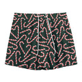 Christmas Candy Cane Pattern Print Mesh Shorts