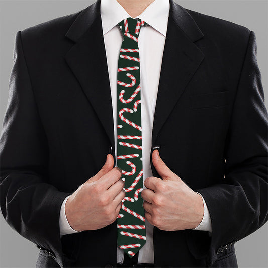 Christmas Candy Cane Pattern Print Necktie