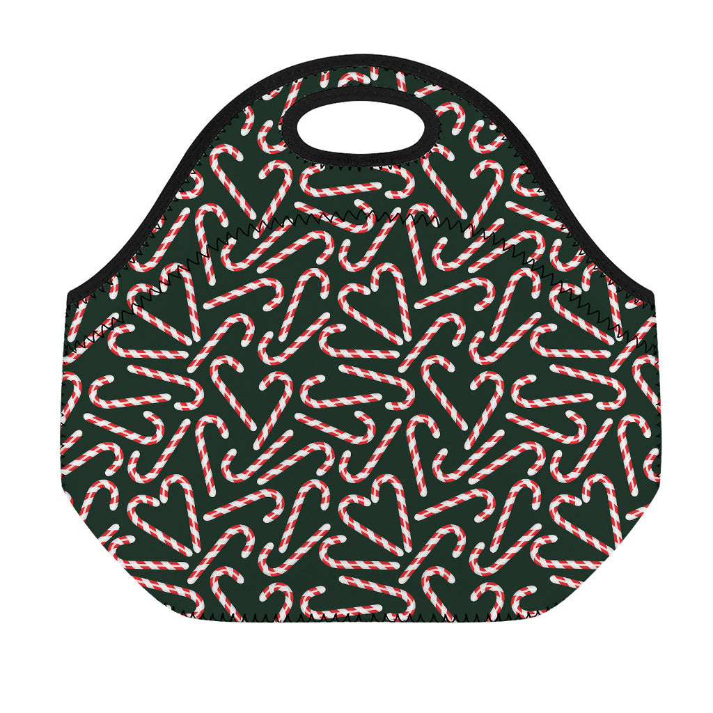 Christmas Candy Cane Pattern Print Neoprene Lunch Bag