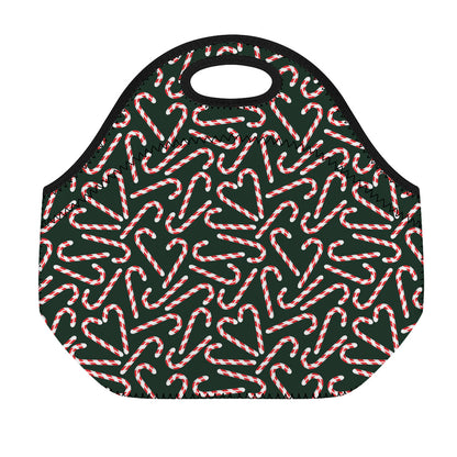 Christmas Candy Cane Pattern Print Neoprene Lunch Bag