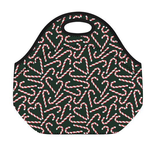 Christmas Candy Cane Pattern Print Neoprene Lunch Bag