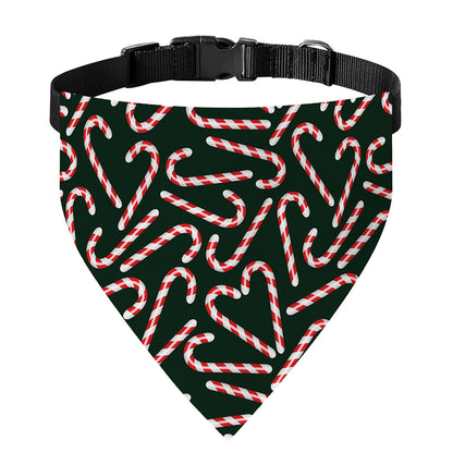 Christmas Candy Cane Pattern Print Over The Collar Dog Bandana