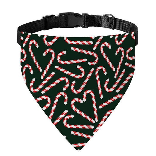 Christmas Candy Cane Pattern Print Over The Collar Dog Bandana